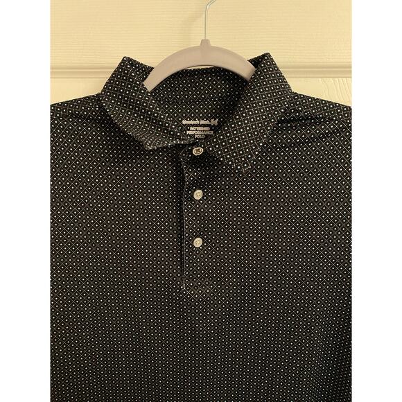 Polo Shirt Performance Fabric Navy Diamond Print  Size S Men’s Activewear Golf - Picture 2 of 5